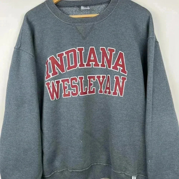 Vintage 90s Russell Indiana Wesleyan University Crewneck Sweatshirt made in USA - Picture 2 of 5